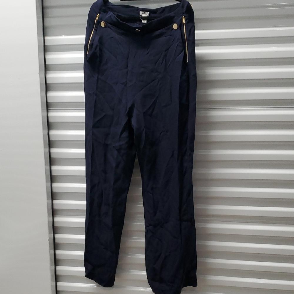 Nwot Sz 12 Issa London Blue With Gold Buttons Dress Pants